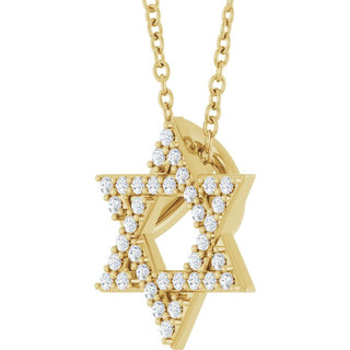 14K Yellow 1/6 CTW Natural Diamond Star of David 16-18" Necklace