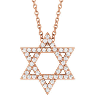 14K Rose 1/5 CTW Natural Diamond Star of David 16-18" Necklace