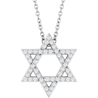 Platinum 1/5 CTW Natural Diamond Star of David 16-18" Necklace