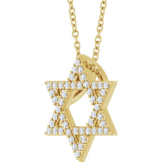 14K Yellow 1/5 CTW Natural Diamond Star of David 16-18" Necklace