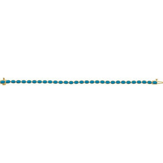 14K Yellow Natural Turquoise Line 7" Bracelet
