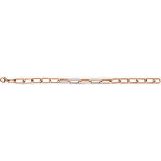 14K Rose 1 1/2 CTW Lab-Grown Diamond Paperclip-Style 7" Bracelet
