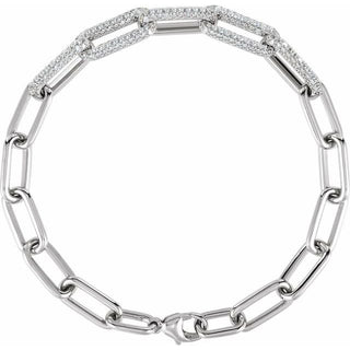 14K White 1 1/2 CTW Lab-Grown Diamond Paperclip-Style 7" Bracelet