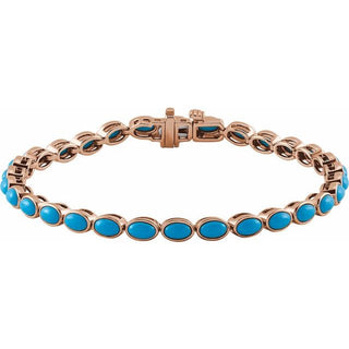 14K Rose Natural Turquoise Line 7" Bracelet
