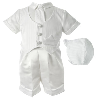Baptism Satin Striped vest with satin boxer short - SALE