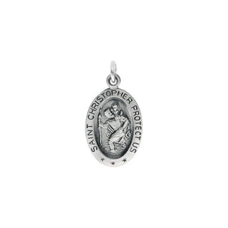 Sterling Silver 15x11 mm Oval Saint Christopher Medal