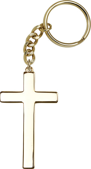 Gold Plate Cross Keychain
