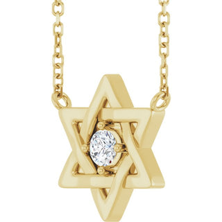 14K Yellow 1/10 CT Lab-Grown Diamond Star of David 18" Necklace 