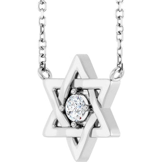 Platinum 1/10 CT Natural Diamond Star of David 18" Necklace 