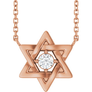 14K Rose 1/10 CT Lab-Grown Diamond Star of David 18" Necklace 
