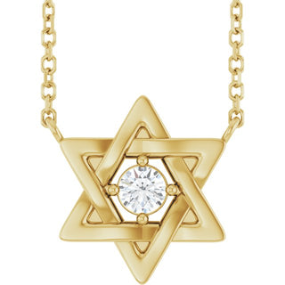 14K Yellow 1/10 CT Lab-Grown Diamond Star of David 18" Necklace 