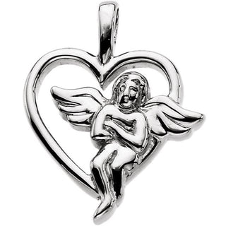 14K White 18x15 mm Angel Heart Pendant