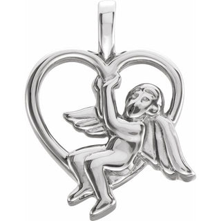 Sterling Silver 18.5x14.5 mm Angel Heart Pendant
