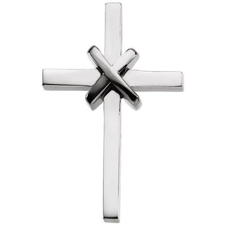 14K White 27.75x19 mm Cross Pendant