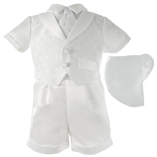 Baptism Cross dobby with shawl collar, satin boxer shorts