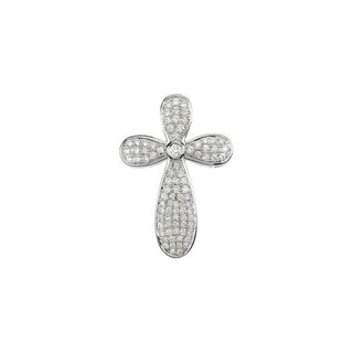 14K White 5/8 CTW Natural Diamond Cross Pendant