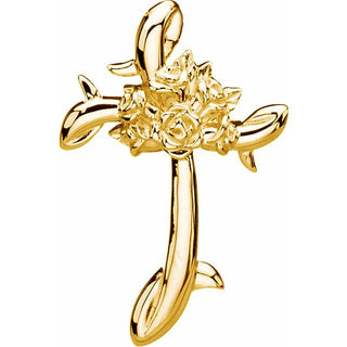 10K Yellow 26.25x17 mm Floral-Inspired Cross Pendant