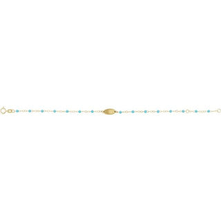 14K Yellow Engravable Enamel Bead Station 6-7" Bracelet