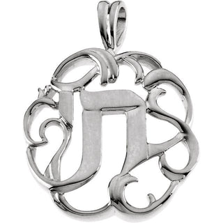 Sterling Silver 27x22 mm Chai Pendant