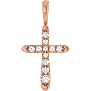 14K Rose 1/6 CTW Natural Diamond Cross Pendant 