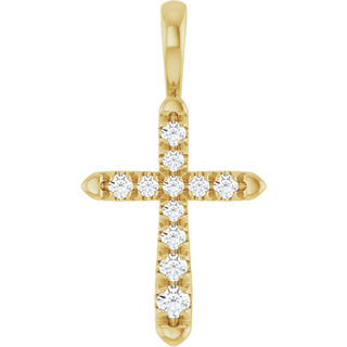 14K Yellow 1/6 CTW Natural Diamond Cross Pendant 