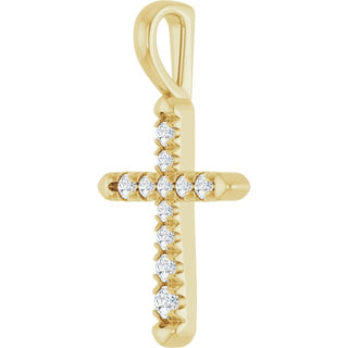 14K Yellow 1/6 CTW Natural Diamond Cross Pendant 