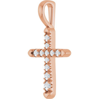14K Rose 1/6 CTW Natural Diamond Cross Pendant 