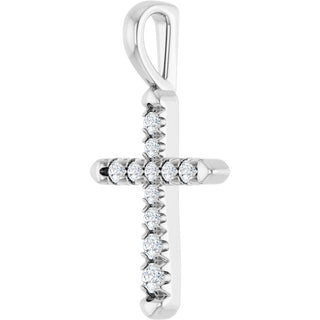 14K White 1/6 CTW Natural Diamond Cross Pendant 