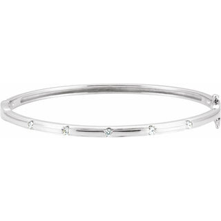 14K White 1/4 CTW Natural Diamond Bangle 6" Bracelet  