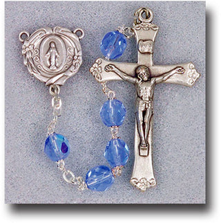 7MM Sapphire Crystal Aurora Borealis Rosary