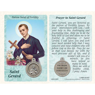 25-Pack - Healing Saints Prayer Card with Pendant - Saint Gerard- Patron Saint of Fertility