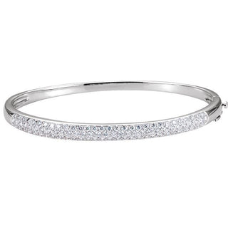 14K White 1 1/2 CTW Natural Diamond Bangle 7" Bracelet