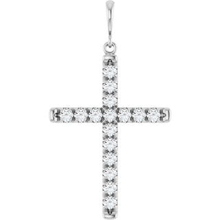 Platinum 3/4 CTW Natural Diamond French-Set Cross Pendant 