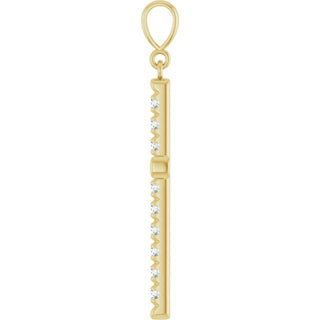 14K Yellow 3/4 CTW Lab-Grown Diamond French-Set Cross Pendant 