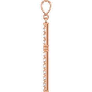 14K Rose 3/4 CTW Lab-Grown Diamond French-Set Cross Pendant 