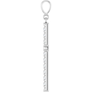 14K White 3/4 CTW Lab-Grown Diamond French-Set Cross Pendant 