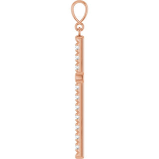 14K Rose 1 CTW Natural Diamond French-Set Cross Pendant 