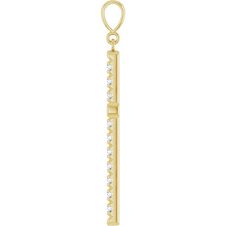 14K Yellow 1 CTW Natural Diamond French-Set Cross Pendant 