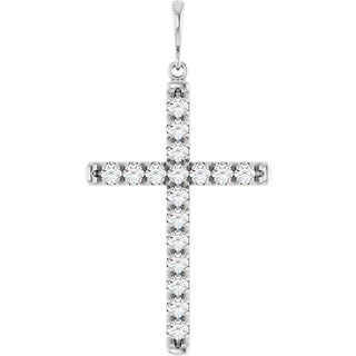 Platinum 1 CTW Lab-Grown Diamond French-Set Cross Pendant 