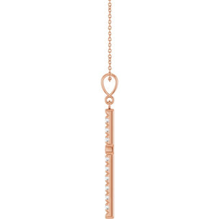 14K Rose 3/4 CTW Natural Diamond French-Set Cross 16-18" Necklace