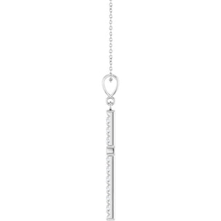 Sterling Silver 3/4 CTW Lab-Grown Diamond French-Set Cross 16-18" Necklace