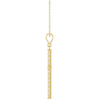 14K Yellow 3/4 CTW Lab-Grown Diamond French-Set Cross 16-18" Necklace