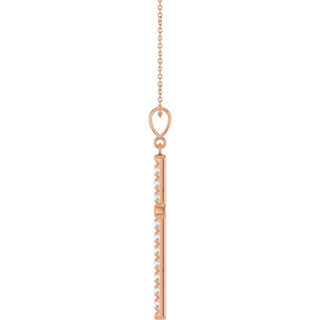 14K Rose 1 CTW Natural Diamond French-Set Cross 16-18" Necklace