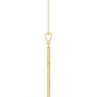 14K Yellow 1 CTW Lab-Grown Diamond French-Set Cross 16-18" Necklace