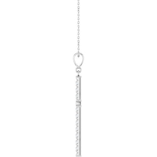 Sterling Silver 1 CTW Lab-Grown Diamond French-Set Cross 16-18" Necklace