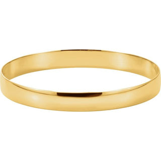14K Yellow Engravable 8 mm Half Round Bangle 7 1/2" Bracelet