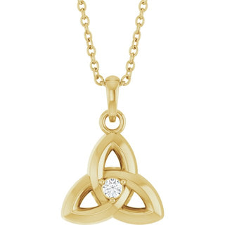 14K Yellow .03 CT Natural Diamond Celtic-Inspired 16-18" Necklace