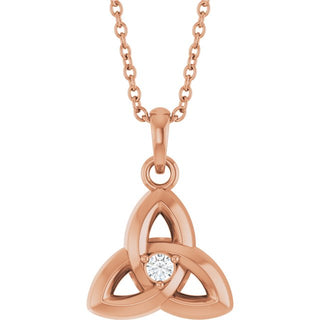 14K Rose .03 CT Lab-Grown Diamond Celtic-Inspired 16-18" Necklace