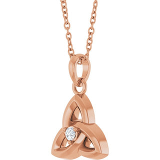 14K Rose .03 CT Natural Diamond Celtic-Inspired 16-18" Necklace