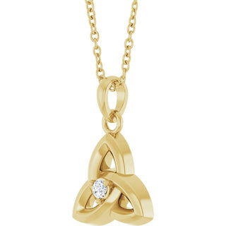 14K Yellow .03 CT Natural Diamond Celtic-Inspired 16-18" Necklace